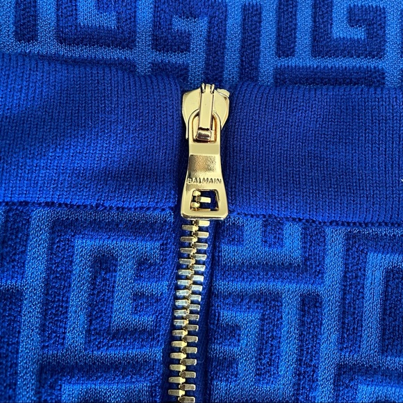 ❌SOLD❌ Balmain Balman Monogram Jacquard Long Sleeve Wool Blend Minidress - Picture 14 of 17